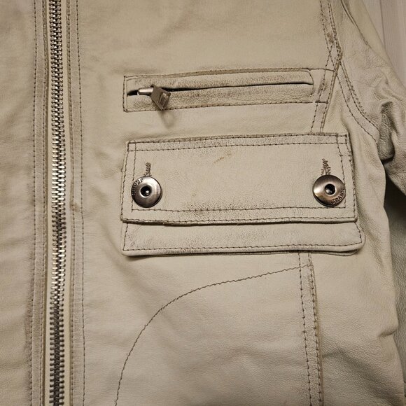 Danier White Genuine Leather Moto Jacket - Size P (Petite/Small) - Picture 6 of 16